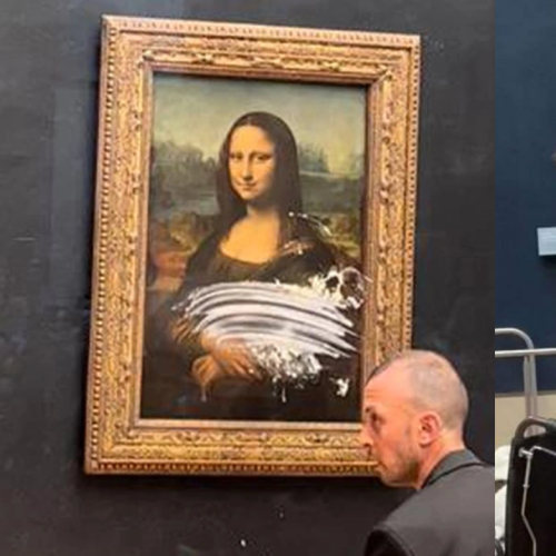 Man Dressed As Old Lady In Wheelchair Throws Cake At Mona Lisa